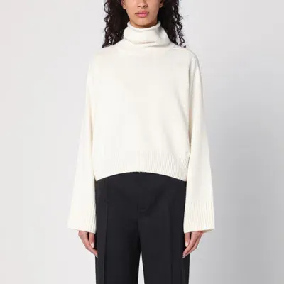 Loulou Studio Ivory Turtleneck Sweater In Wool And Cashmere In White