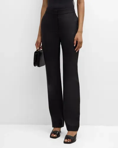 Loulou Studio Kallisto Mid-rise Straight-leg Pants In Black