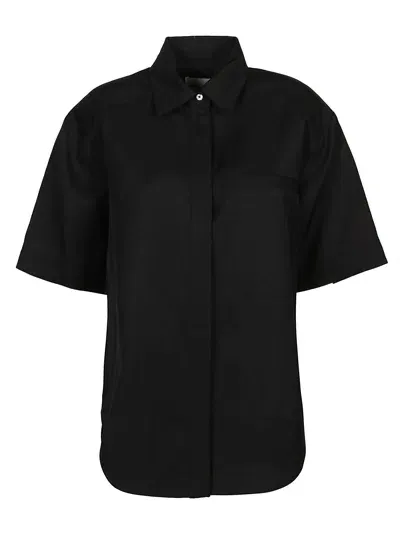 Loulou Studio Canvas Short-sleeves Shirt In Black