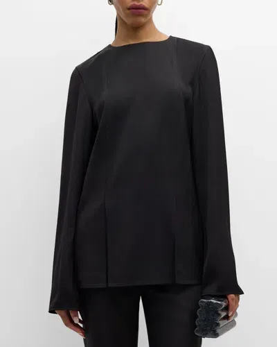 Loulou Studio Renat Long-sleeve Slits-hem Blouse In Black