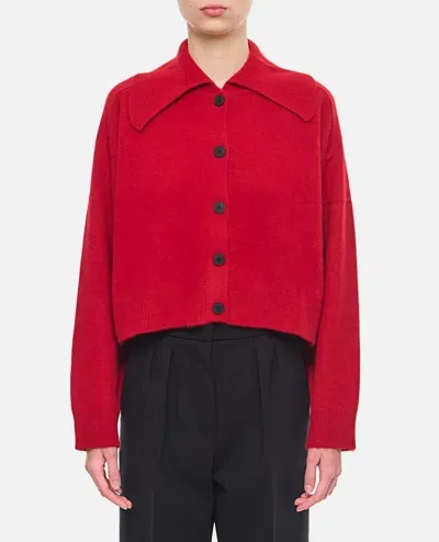 Loulou Studio Sao Collar Wool Cardigan In Red