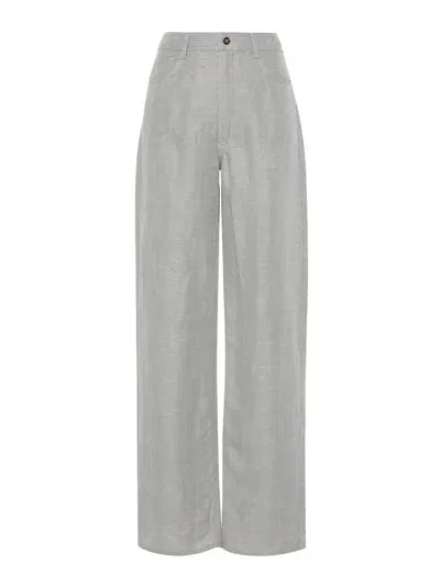 Loulou Studio Peran Mélange Straight Trousers In Grey