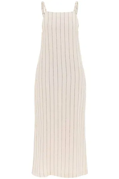 Loulou Studio "striped Sleeveless Dress Et In White,neutro