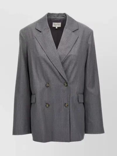 Loulou Studio Donau Double Breast Wool Blazer In Grey