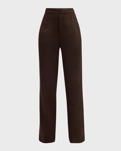 Loulou Studio Vys Straight-leg Wool Pants In Choco