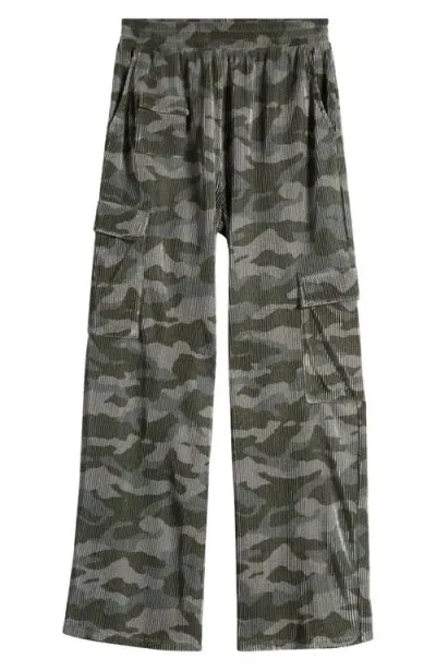 Love, Fire Kids' Pleated Cargo Pants In Olive Camo