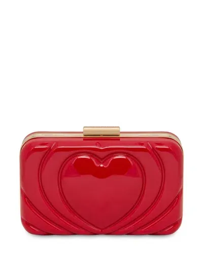 Love Moschino Heart-embossed Clutch Bag In Red Patent