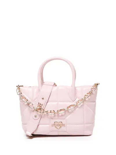 Love Moschino Logo-lettering Chain Linked Crossbody Bag In Pink