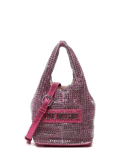 Love Moschino Logo Lettering Embellished Bucket Bag In Fuchsia