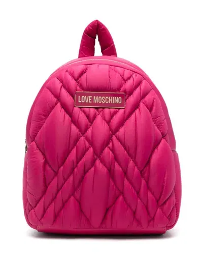 Love Moschino Logo-plaque Backpack In Pink