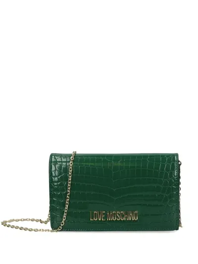 Love Moschino Classic Croc Verde Cross-body Bag In Green Reptile