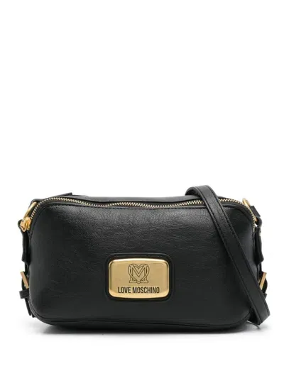 Love Moschino Logo-plaque Shoulder Bag In Black