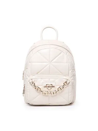 Love Moschino Quilted Rounded Geometric Backpack In White