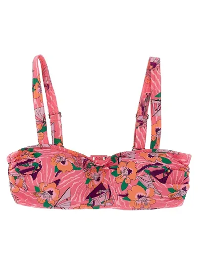 Love Stories Floral Print Bikini Top Beachwear In Pink