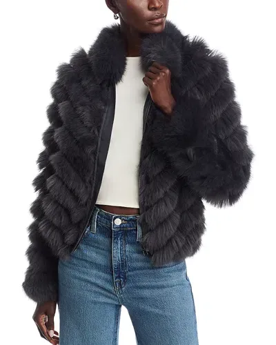 Love Token Reversible Faux Fur Jacket In Charcoal