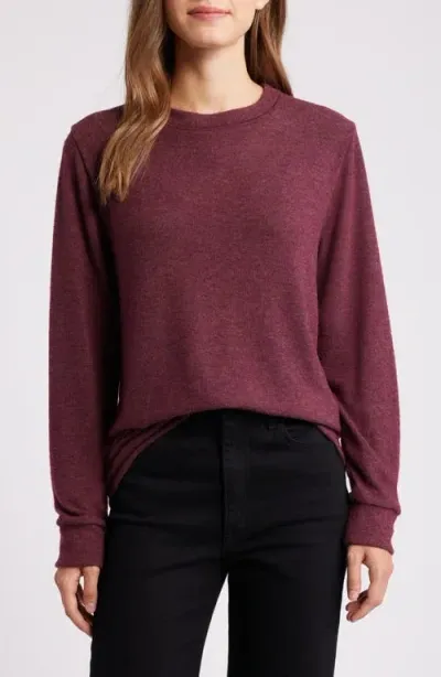 Loveappella Crewneck Brushed Jersey Top In Plum