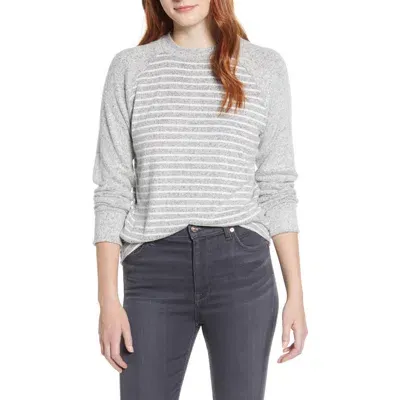 Loveappella Raglan Sleeve Knit Top In Ivory/h Gray