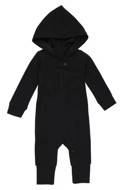 L'ovedbaby Hooded Thermal Organic Cotton Zip Footie In Black