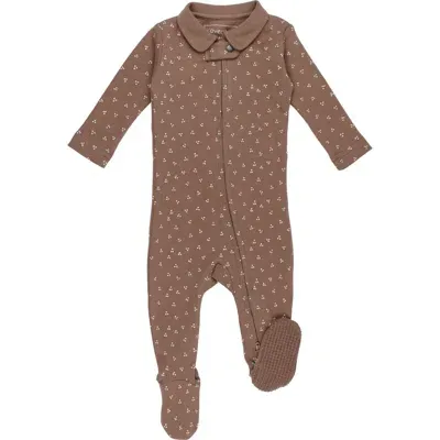 L'ovedbaby Polo Organic Cotton Zip Footie In Latte Dots