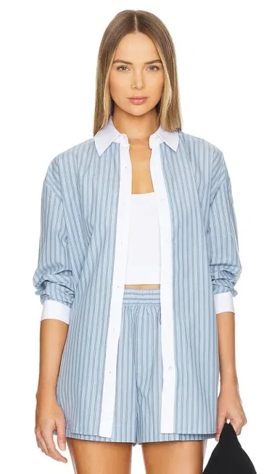 Lovers & Friends Alice Oversized Top In Sky Blue & White