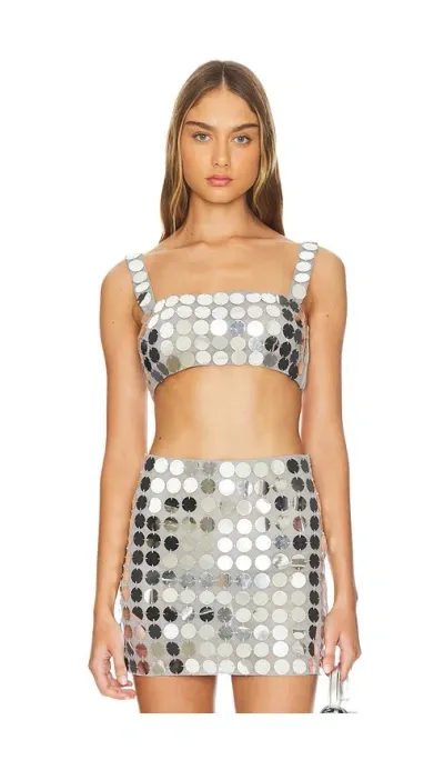 Lovers & Friends Gilles Sequin Crop Top In Disco Silver