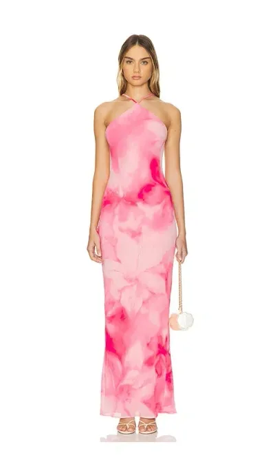 Lovers & Friends Kima Gown In Blur Floral Pink