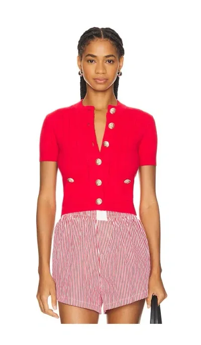 Lovers & Friends Romie Short Sleeve Cardigan In Red