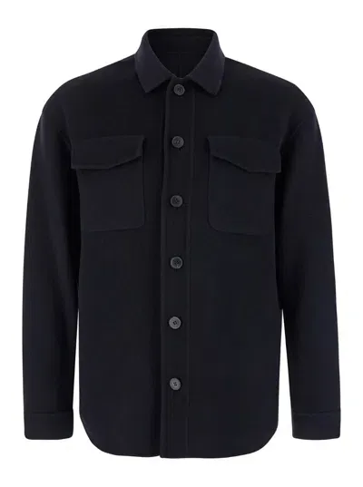 Low Brand Shirt Double Wool In Blue