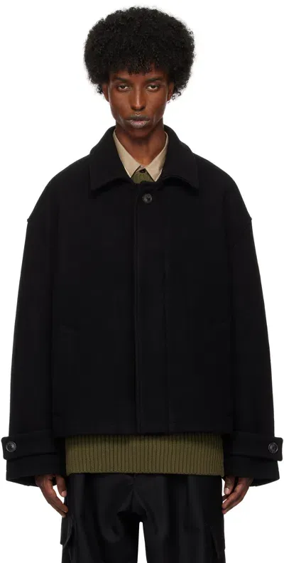 Lownn Black Wool Cashmere Cropped Jacket