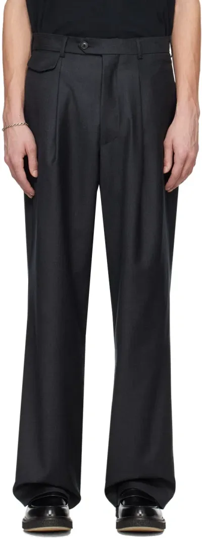 Lownn Gray Wide Trousers In Dark Grey