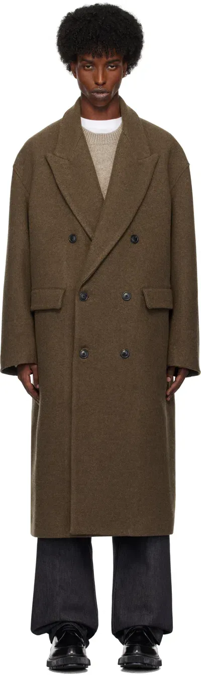 Lownn Taupe Wool Cashmere Double-breasted Coat In Greige