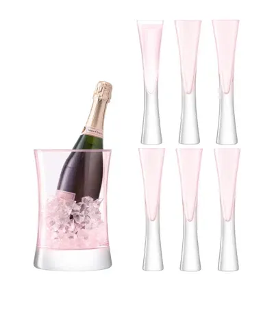 Lsa International Moya Champagne Flutes And Ice Bucket Serving Set In Pink