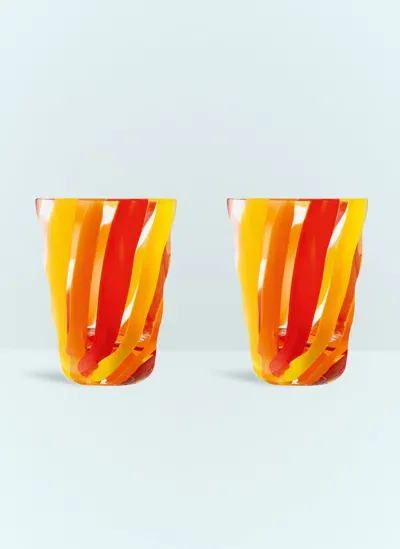 Lsa International Set Of Two Folk Tumblers In Yellow