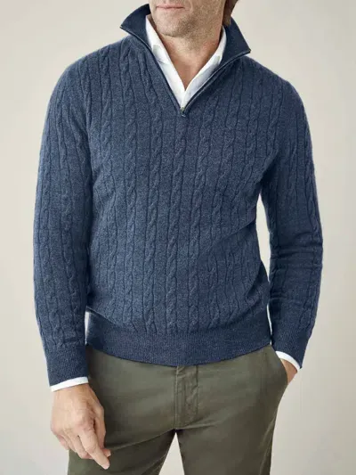 Luca Faloni Quarter-zip Jumper In Atlantic Blue