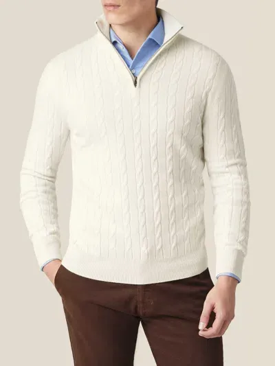 Luca Faloni Quarter-zip Jumper In Ivory