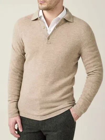 Luca Faloni Polo Sweater In Camel Beige