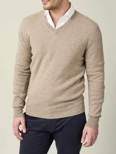 Luca Faloni V-neck Jumper In Camel Beige