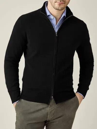 Luca Faloni Zip Cardigan In Black