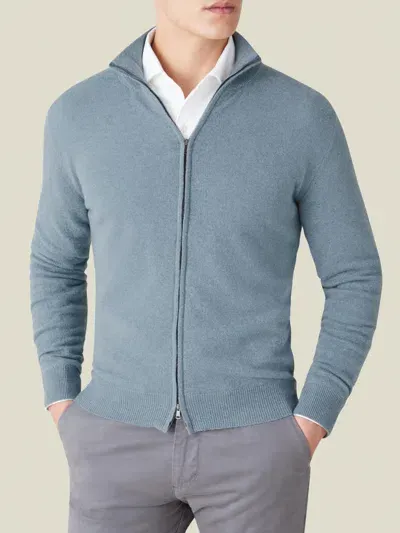 Luca Faloni Zip Cardigan In French Blue