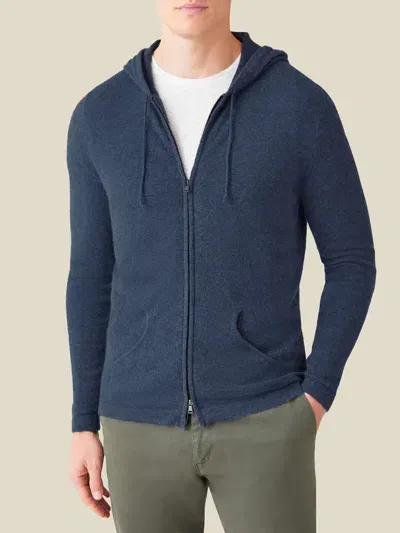 Luca Faloni Full Zip Hoodie Jumper In Atlantic Blue