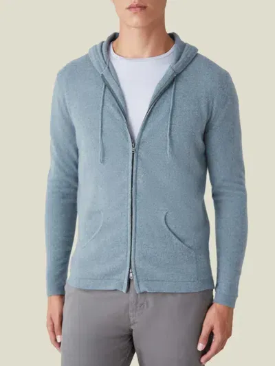 Luca Faloni Full Zip Hoodie Jumper In French Blue