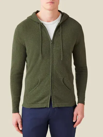 Luca Faloni Full Zip Hoodie Jumper In Hunting Green