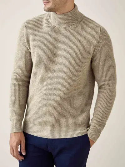 Luca Faloni Mock Neck Jumper In Camel Beige