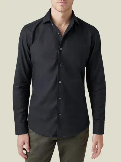 Luca Faloni Brushed Cotton Classic Shirt In Black