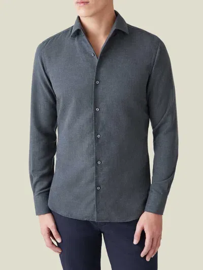 Luca Faloni Cashmere-cotton Classic Shirt In Charcoal Grey