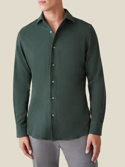 Luca Faloni Cashmere-cotton Classic Shirt In Forest Green