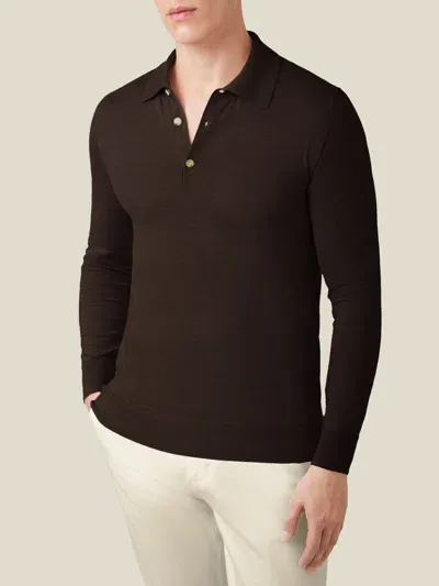 Luca Faloni Knitted Polo In Chocolate Brown