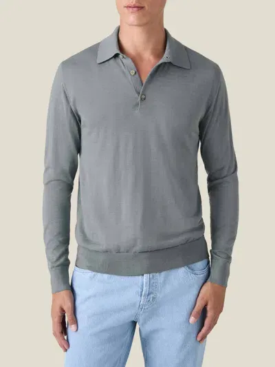 Luca Faloni Knitted Polo In French Blue