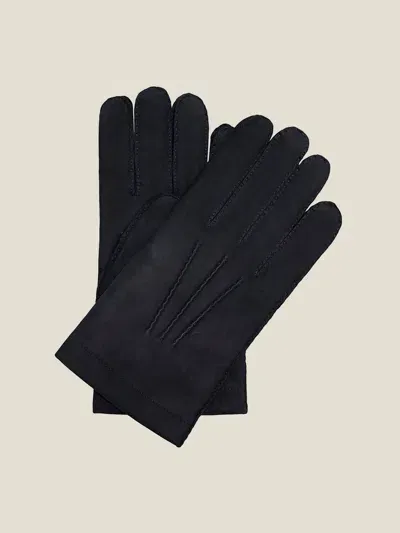 Luca Faloni Elegant Gloves In Navy Blue