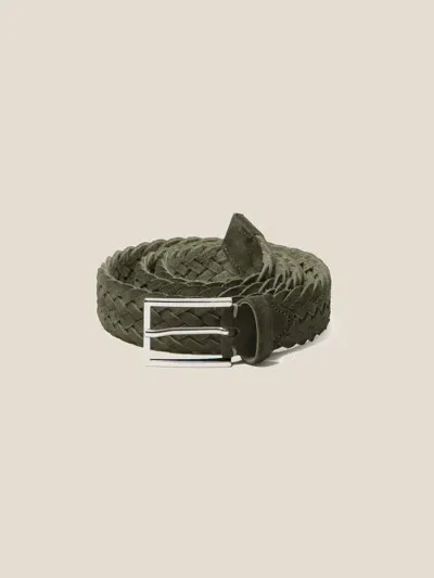 Luca Faloni Woven Belt In Khaki Green